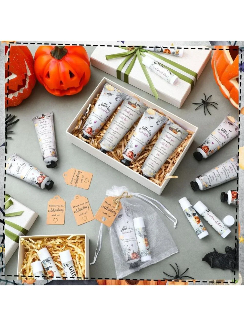 50 Sets Baby Shower Favors - Travel Size Hand Lotion & Lip Balm with Tags & Bags